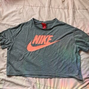 Nike Charcoal Tee with Vibrant Orange Logo